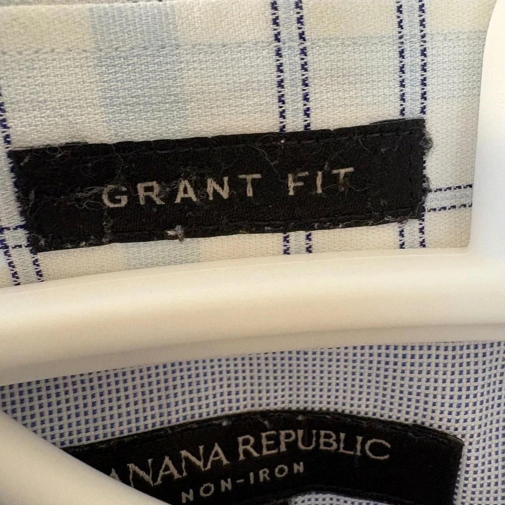 Banana Republic Grant Fit‎ Non Iron Checkered Dress Shirt Mens Size Large